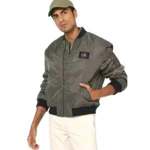 Calvin Klein ~Men's Size M~ Olive Green Full Zip Bomber Jacket Coat NEW.